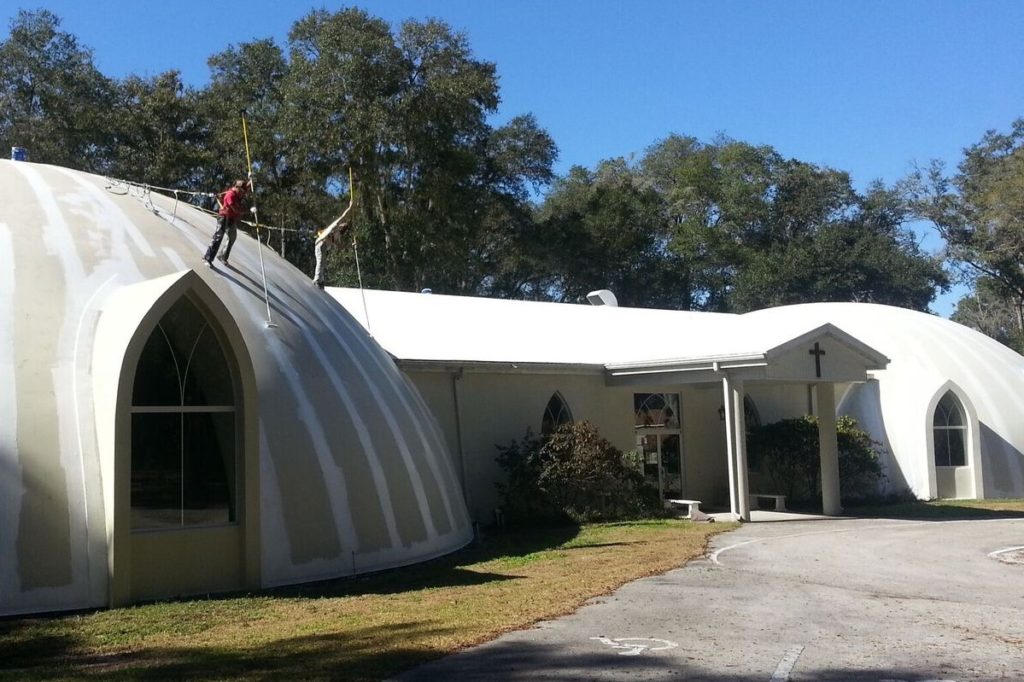Affordable Roofing adds Roof coating on dome church to prepare for Restoration