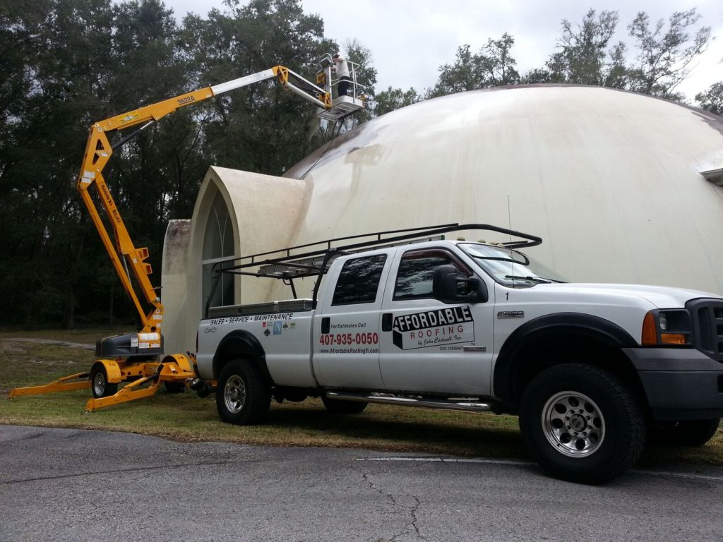 Cleaning roof dome to extend life of roof