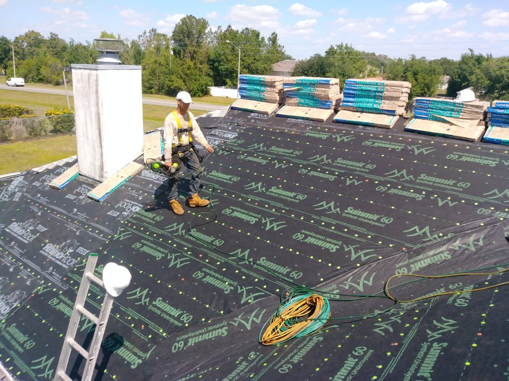 Affordable Roofing installing Underlayment for Roof in Tavares, FL