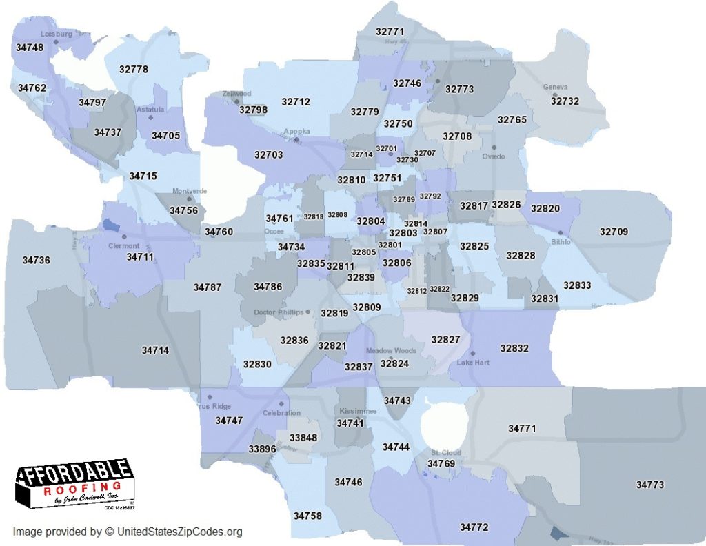 Zip Code Map for Affordable Roofing
