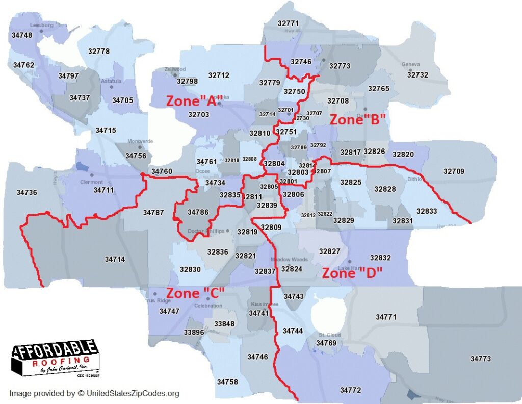 Map of the Kissimmee & Tavares, Florida area